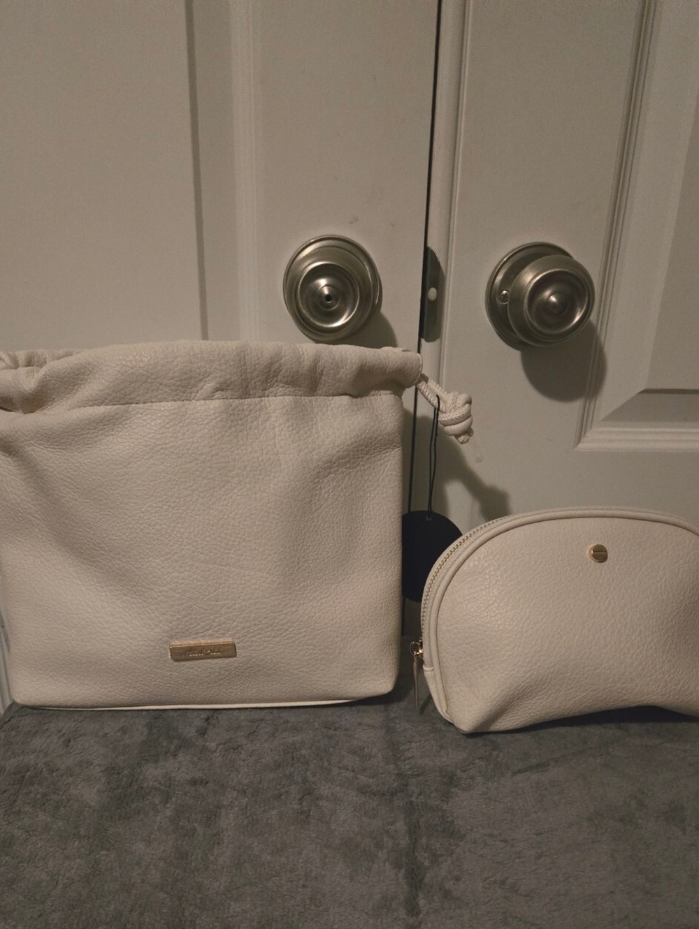 Nanette Lepore Cream Vegan Leather Shoulder Bag with Pouch - New with Tags